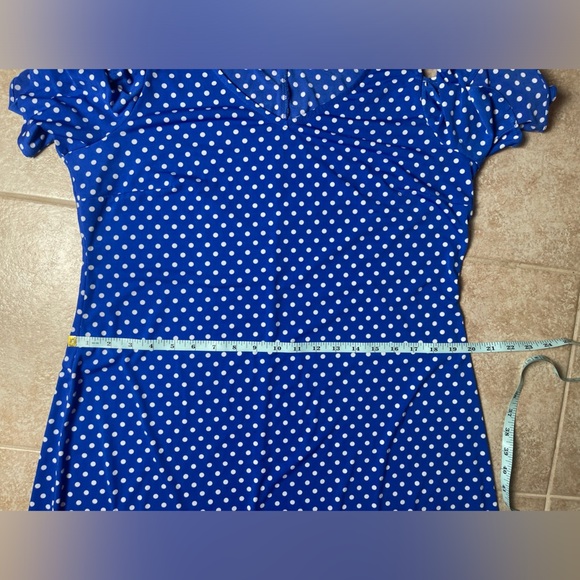 MSK Blue Polka Dot Dress, Size Large - Picture 7 of 9